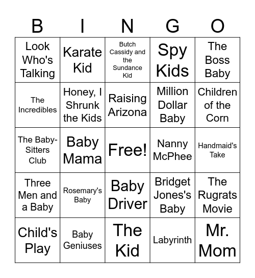 Which movies have you seen? Bingo Card