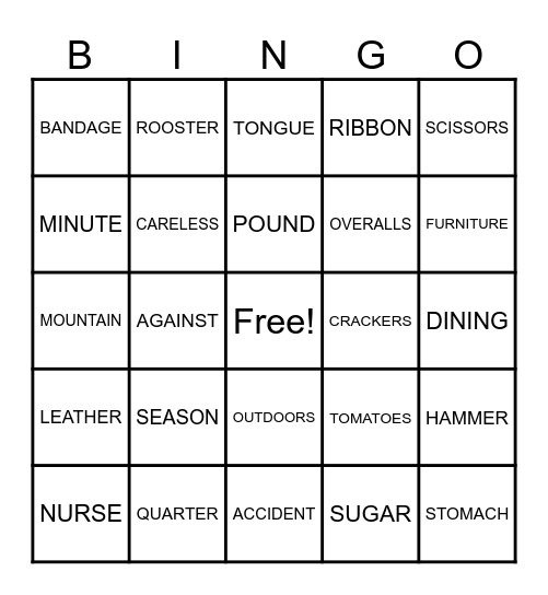BINGO 5e Bingo Card