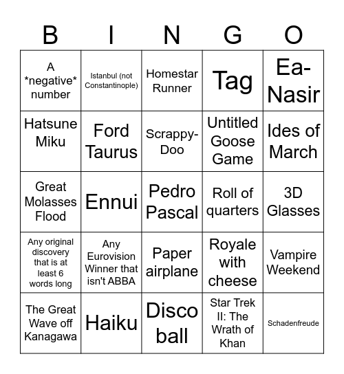 K-Bart Infinite Craft Bingo 2 Bingo Card