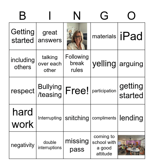 Behavior Bingo Card