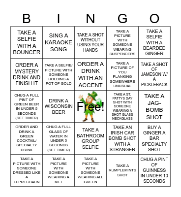 ST. PATTY'S DAY BAR BINGO Card
