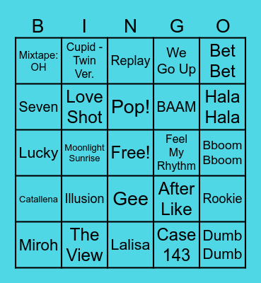 Kpop Bingo Card
