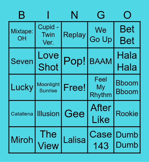 Kpop Bingo Card