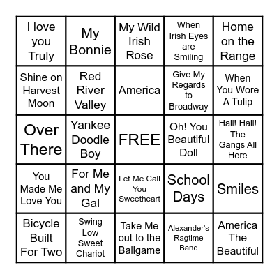 MUSIC BINGO Card