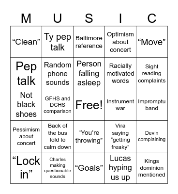 Assessment Bingo Card