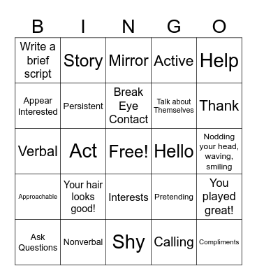 Social Skills Bingo Card