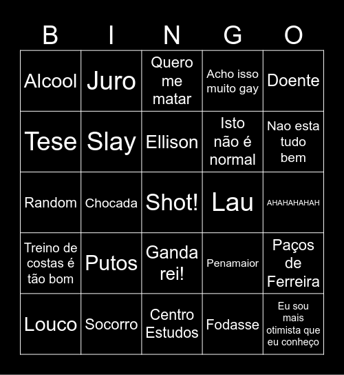 Shot Bingo Card