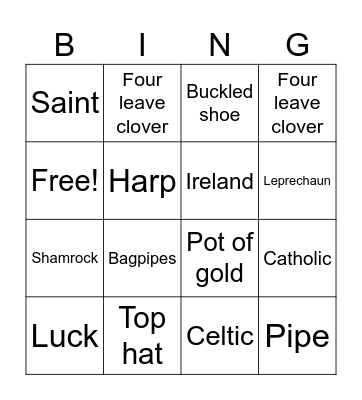 St. Patrick´s Day Bingo Card