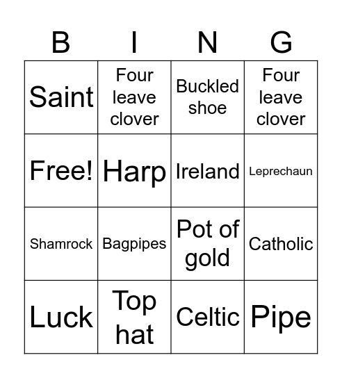 St. Patrick´s Day Bingo Card