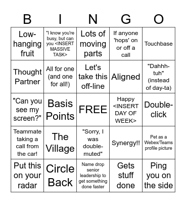 DaVita Meeting Bingo Card