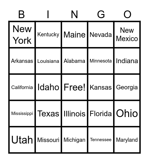 Where ya calling from? Bingo Card