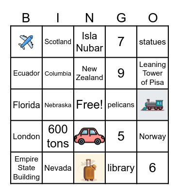 Adventure Bingo Card