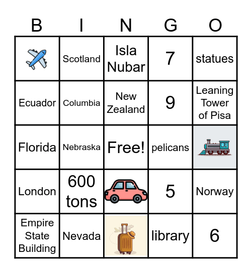 Adventure Bingo Card