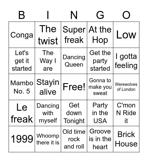 DJ HITS PART 1 Bingo Card