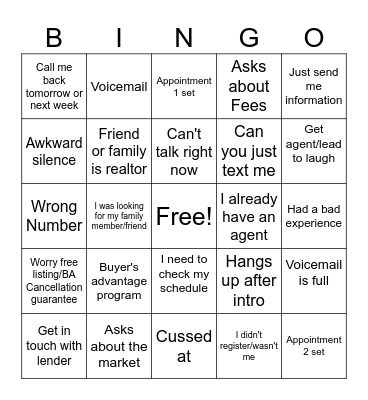 MSREG Call Night Bingo Card