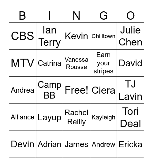 Challenge Bingo Card