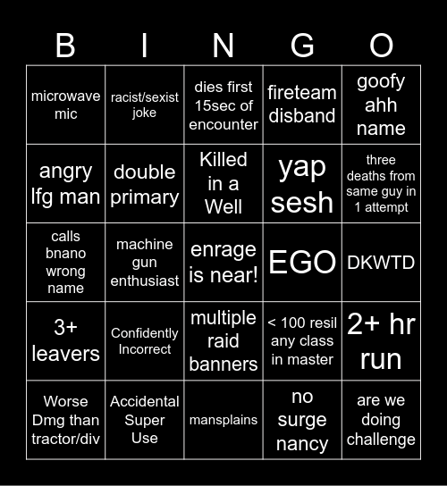 LFG BINGO POG Bingo Card