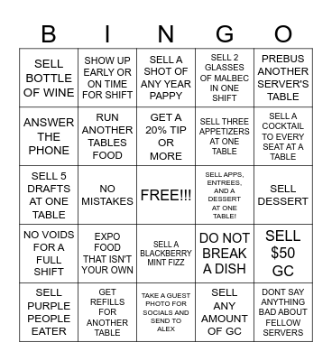 SERVER BINGO Card