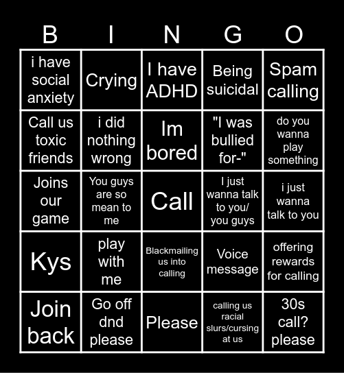 Evan is angry v1 Bingo Card