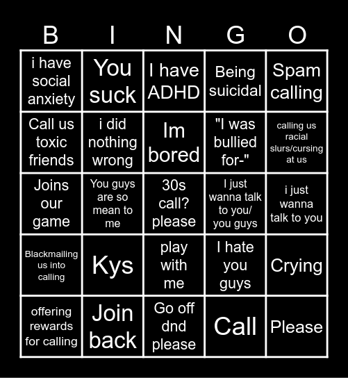 Evan is angry v1 Bingo Card