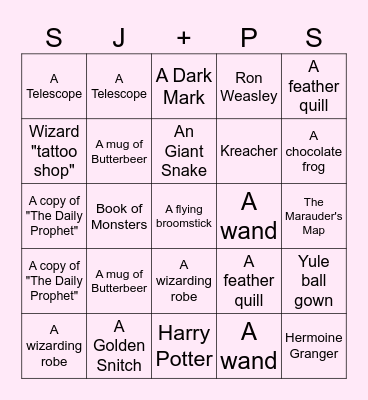 Mischief Managed Bingo Card