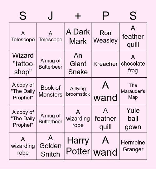 Mischief Managed Bingo Card
