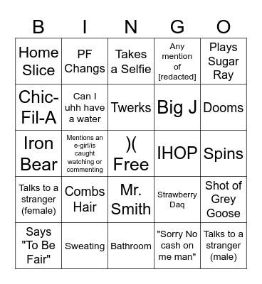 Dallas Galley Bingo Card