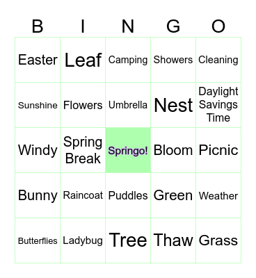 S-P-R-I-N-G-O 🐣 Bingo Card