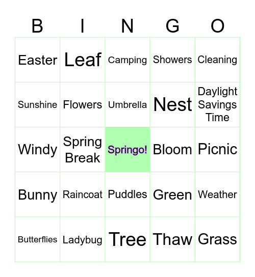 S-P-R-I-N-G-O 🐣 Bingo Card