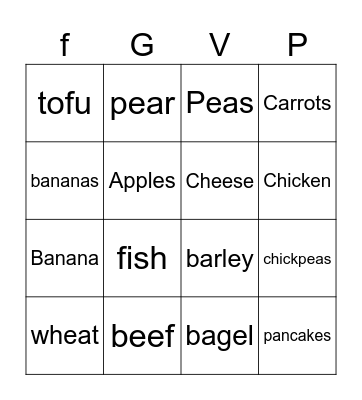 Healthy Bingo Card