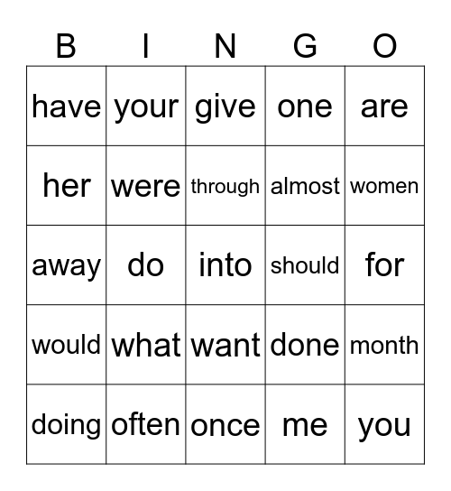 55 Bingo Card