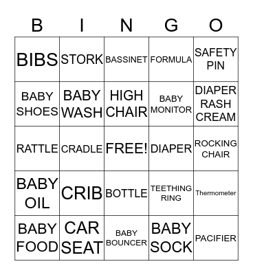 Gi-Gi Baby Shower BINGO Card
