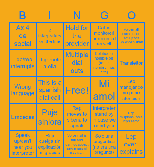 LLS Bingo Card