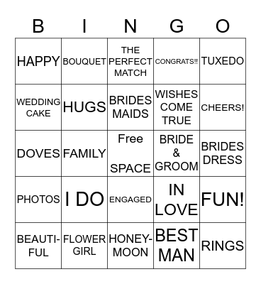 BRIDAL SHOWER BINGO Card