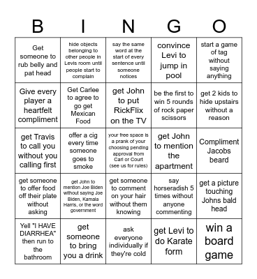 Family Bingo - Grandpa Bingo Card