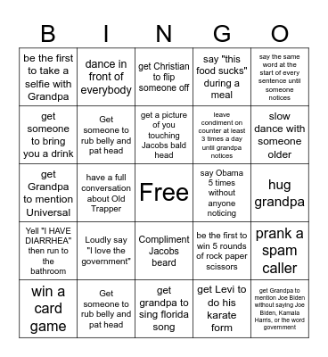 Family Bingo - John Bingo Card