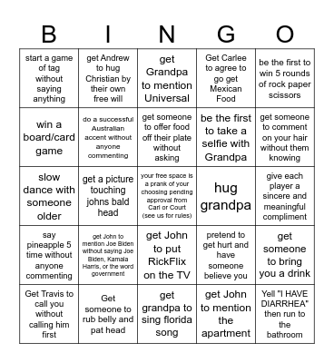 Family Bingo - Jacob Bingo Card
