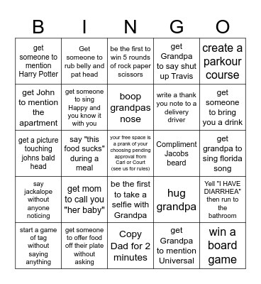 Family Bingo - Andrew Bingo Card