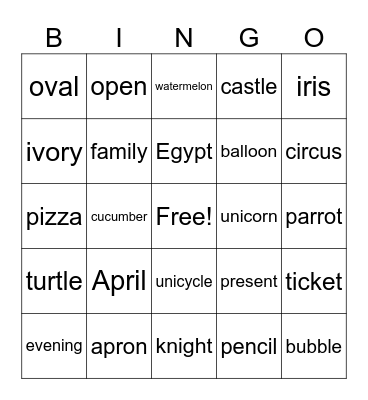 Upper Phonics Bingo Card