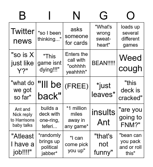 Harrison bingo Card