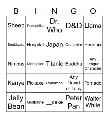 Tony Lockout Bingo Card