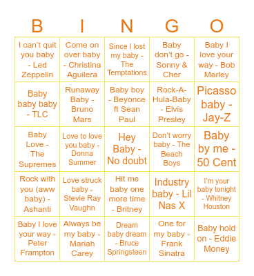 Baby Bingo Card