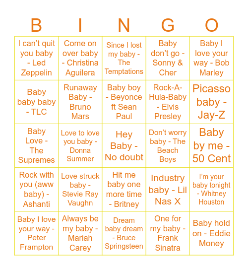 Baby Bingo Card