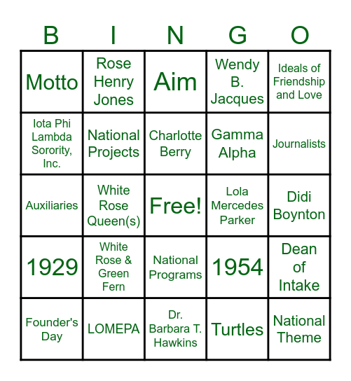 Lomepa Game Night Bingo Card