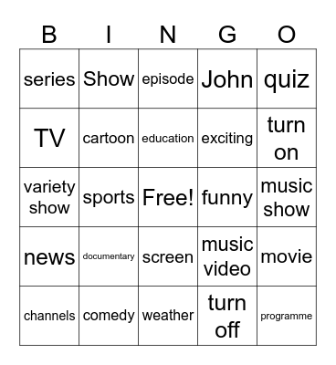 TV Time Bingo Card