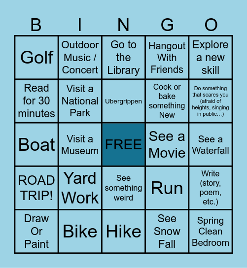 Spring Break in Colorado Bingo Card