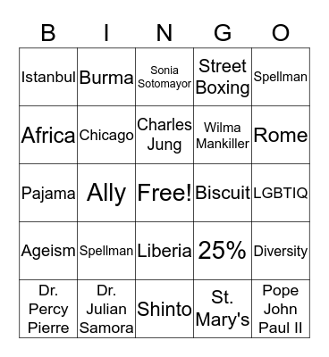 Diversity Bingo Card