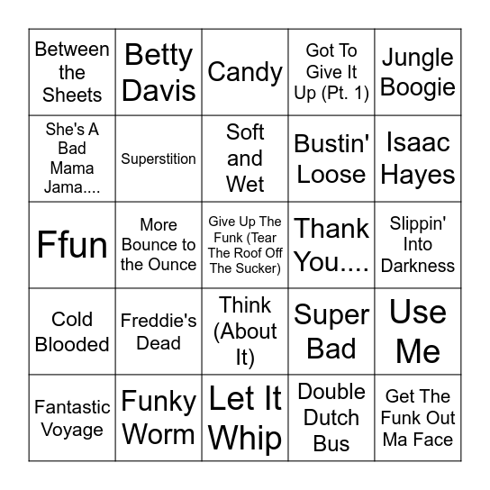 We Want The Funk Bingo Card