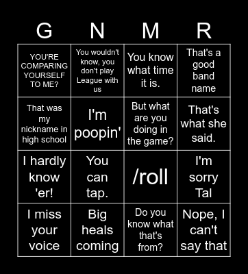 Raidin' with Mitch Bingo Card