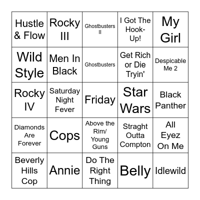 Television and Movies Bingo Card